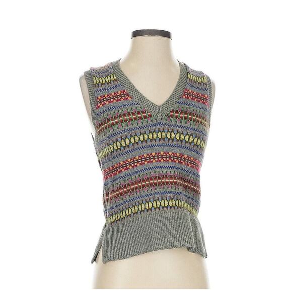 Polo Ralph Lauren Sweater Vest Fair Isle Cashmere Silk Top Coat Preppy Runway XS - Picture 6 of 13